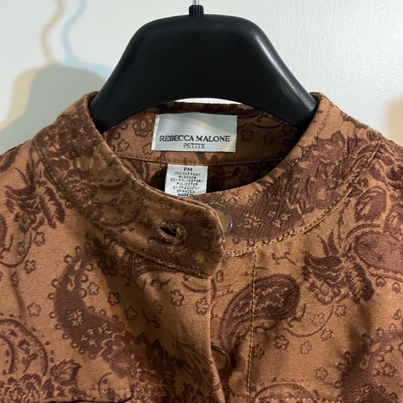 Rebecca Malone light-weight jacket in tan and brown.  Petite medium size. - Picture 6 of 6